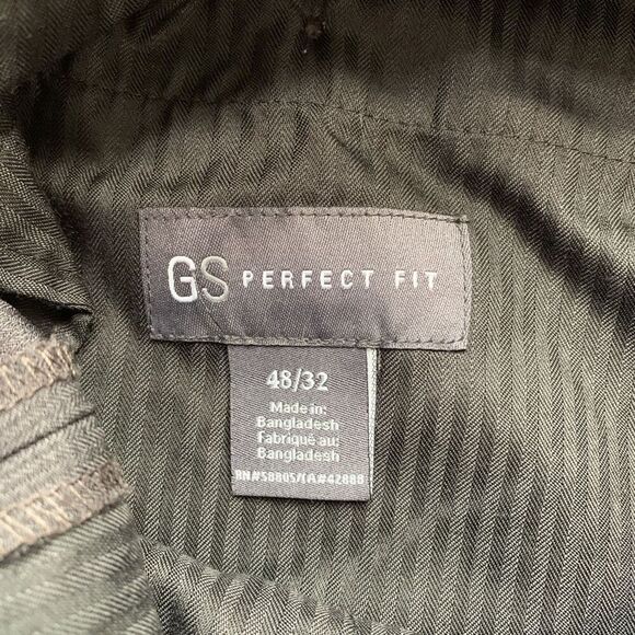 GS Perfect Fit Trousers Dark Gray Tailored Herringbone Striped Pants 48/32 - Picture 6 of 7